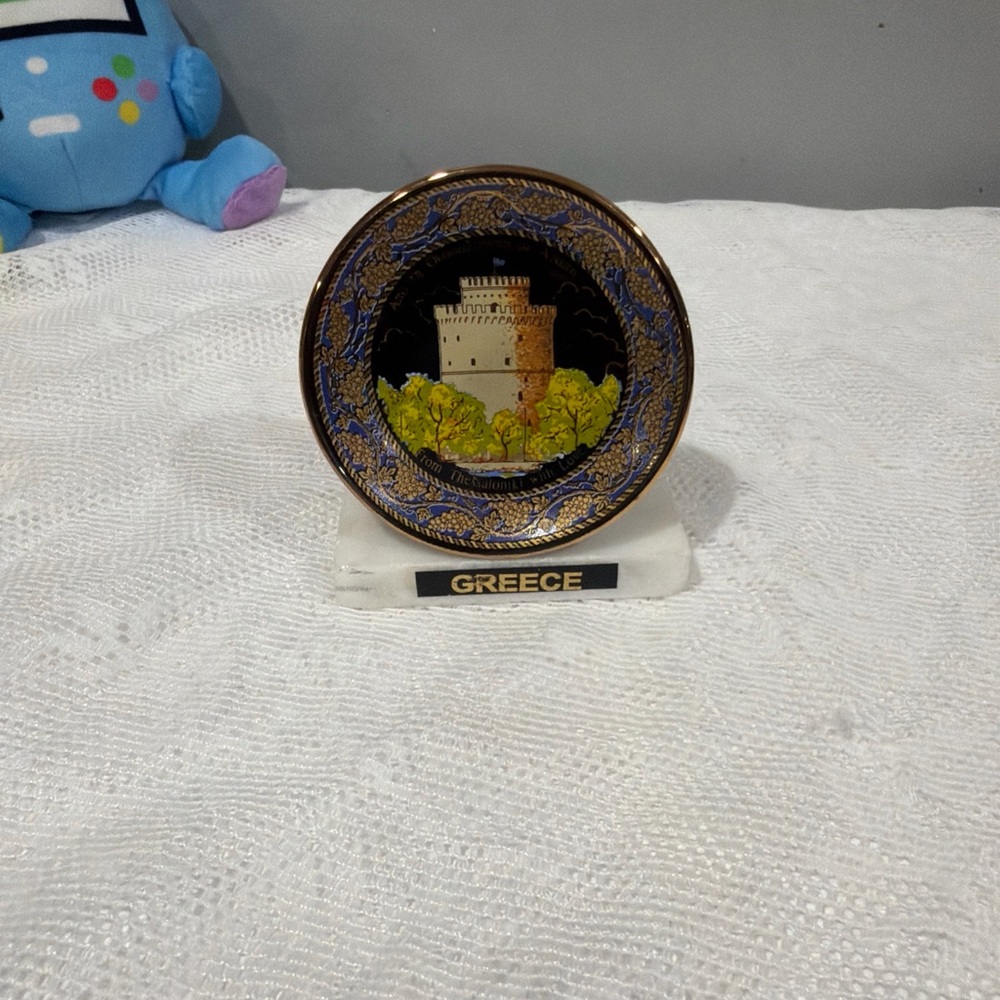 Greece Heritage Ceramic Plate with Blue and Gold Detailing - Picture 7 of 7